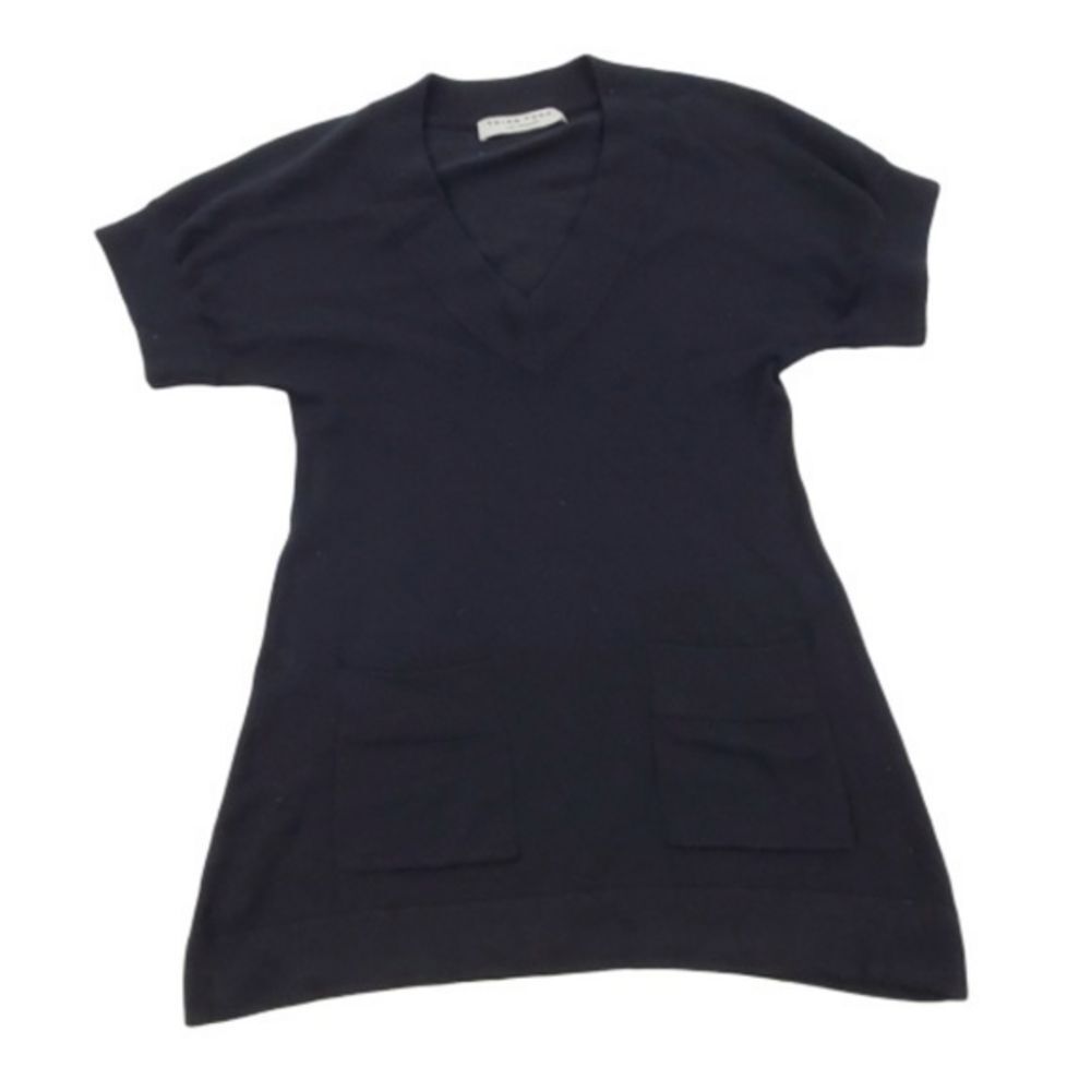 Trina Turk Sweater S Black Tunic V-neck Short Slee